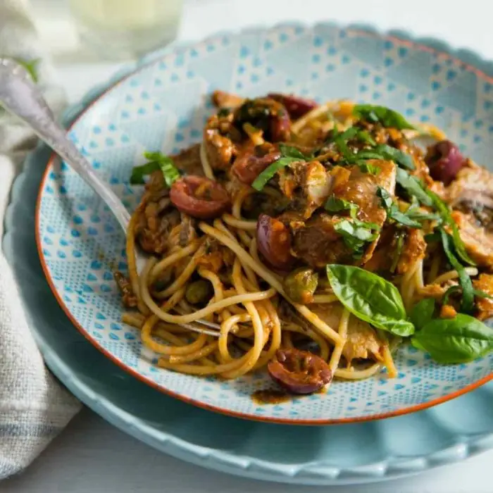 Pilchard puttanesca (Italian Pasta)