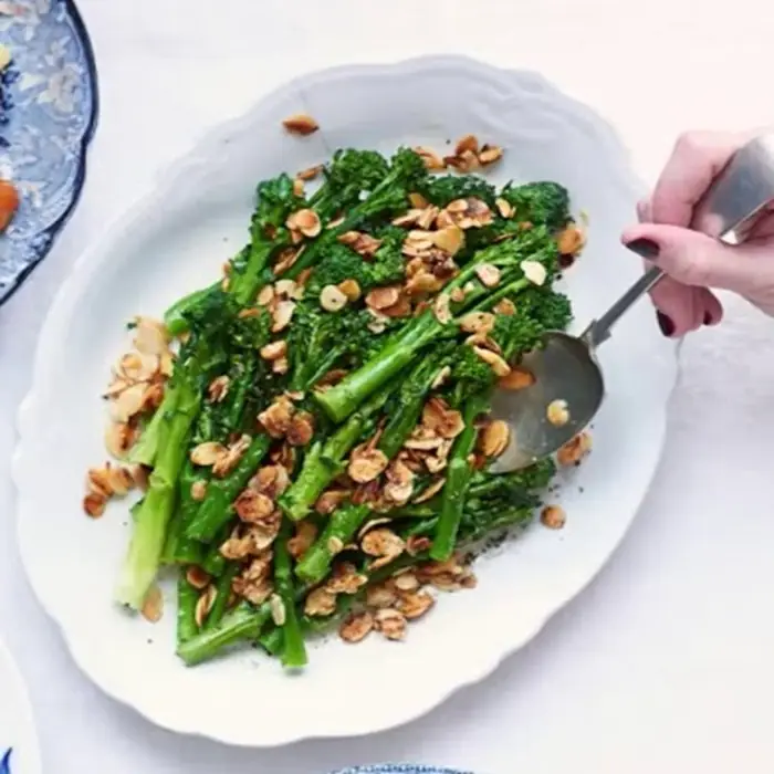 Purple sprouting broccoli tempura with nuoc cham (Vietnamese Miscellaneous)